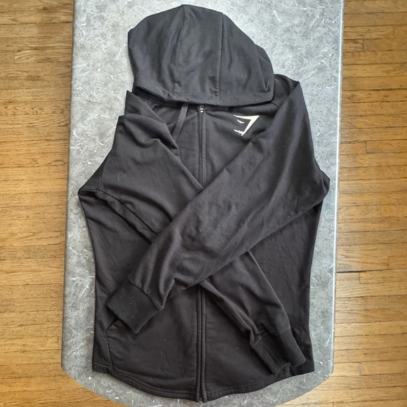 Gymshark Hoodie Mens Large Black Full Zip Gym Workout Athletic Jacket *READ* - Picture 1 of 9